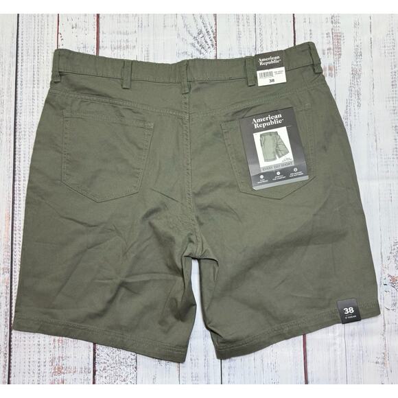 American Republic Shorts Mens Size 38 9” Inseam Green Chino Everyday Short NWT - Picture 2 of 6